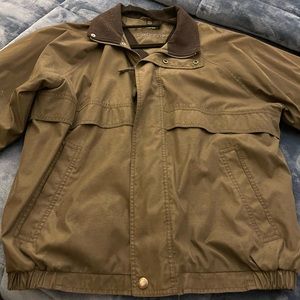 Olive green large Claiborne men’s microfiber spring jacket with black co…